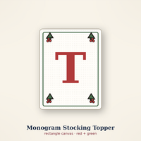 Monogram Stocking Topper needlepoint canvas styled on a finished holiday stocking