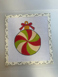 Peppermint Swirl ornament needlepoint canvas, hand-painted holiday stocking stuffer, photo 8