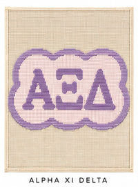 Alpha Xi Delta mini sorority needlepoint canvas, 18ct bag charm big little gift
