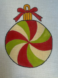 Peppermint Swirl ornament needlepoint canvas, hand-painted holiday stocking stuffer, photo 6