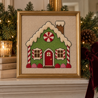 Gingerbread House needlepoint canvas full view on 13-count mono canvas