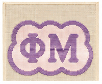 Phi Mu mini sorority needlepoint canvas, 18ct bag charm big little gift