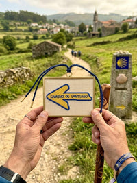 Yellow Camino arrow needlepoint