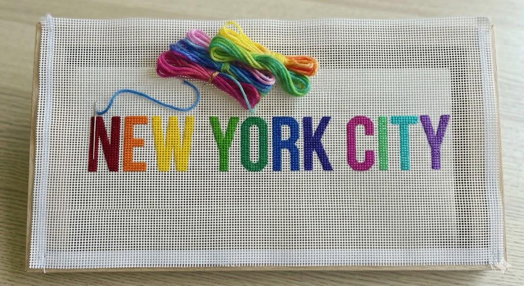 Rainbow New York City needlepoint canvas