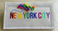NYC rainbow needlepoint detail