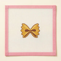 Pasta needlepoint bag charm finished
