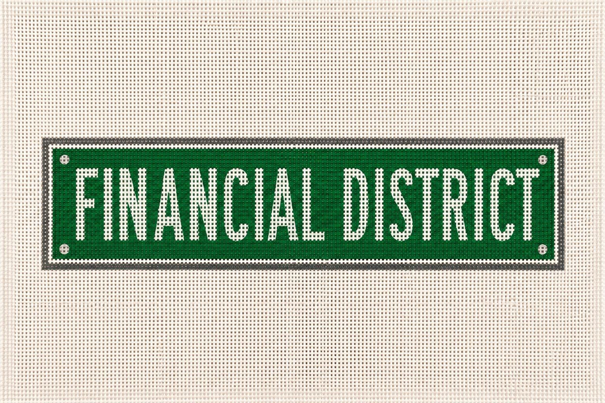 Financial District NYC street sign needlepoint canvas