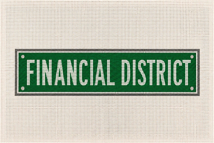 Financial District NYC street sign needlepoint canvas