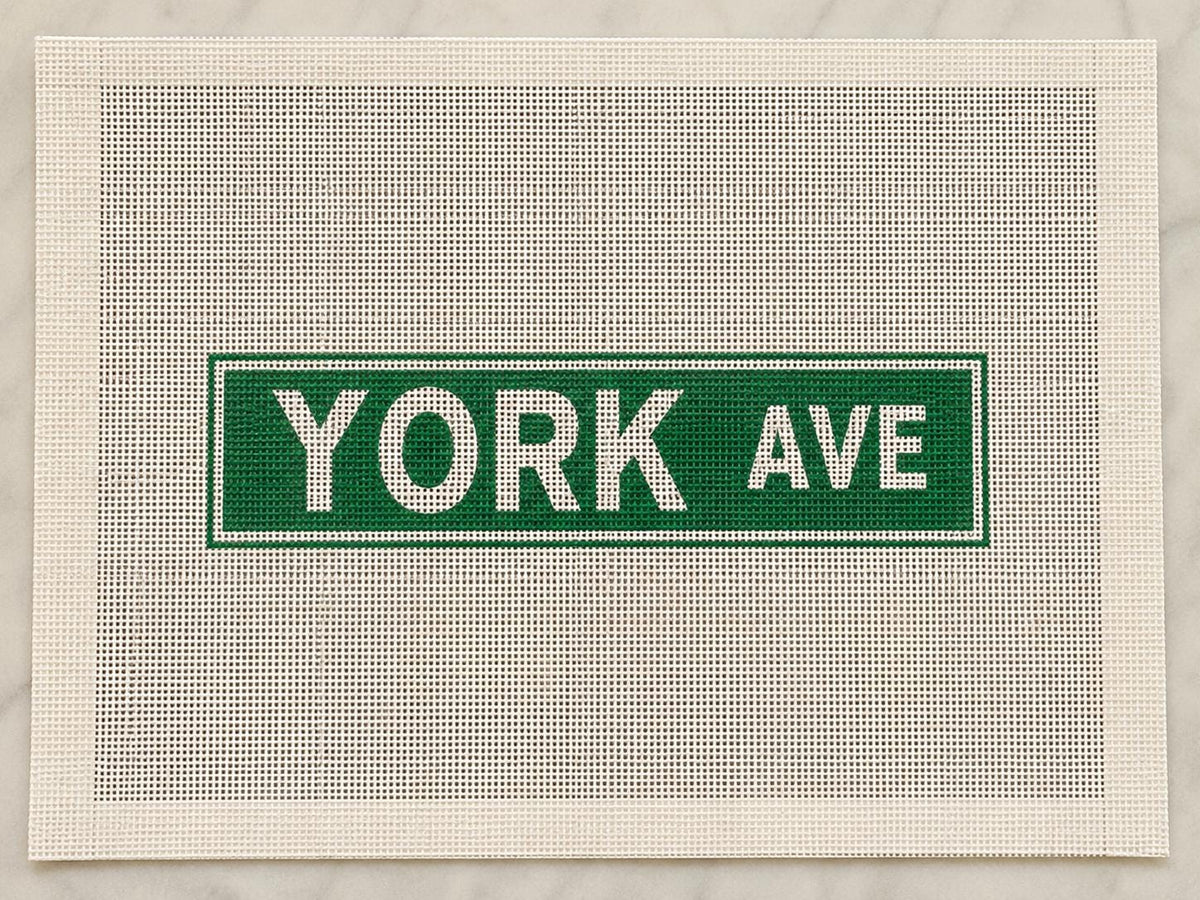 York Ave NYC street sign needlepoint canvas