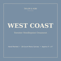 West Coast sweater Christmas ornament needlepoint