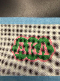 AKA pink and green needlepoint canvas