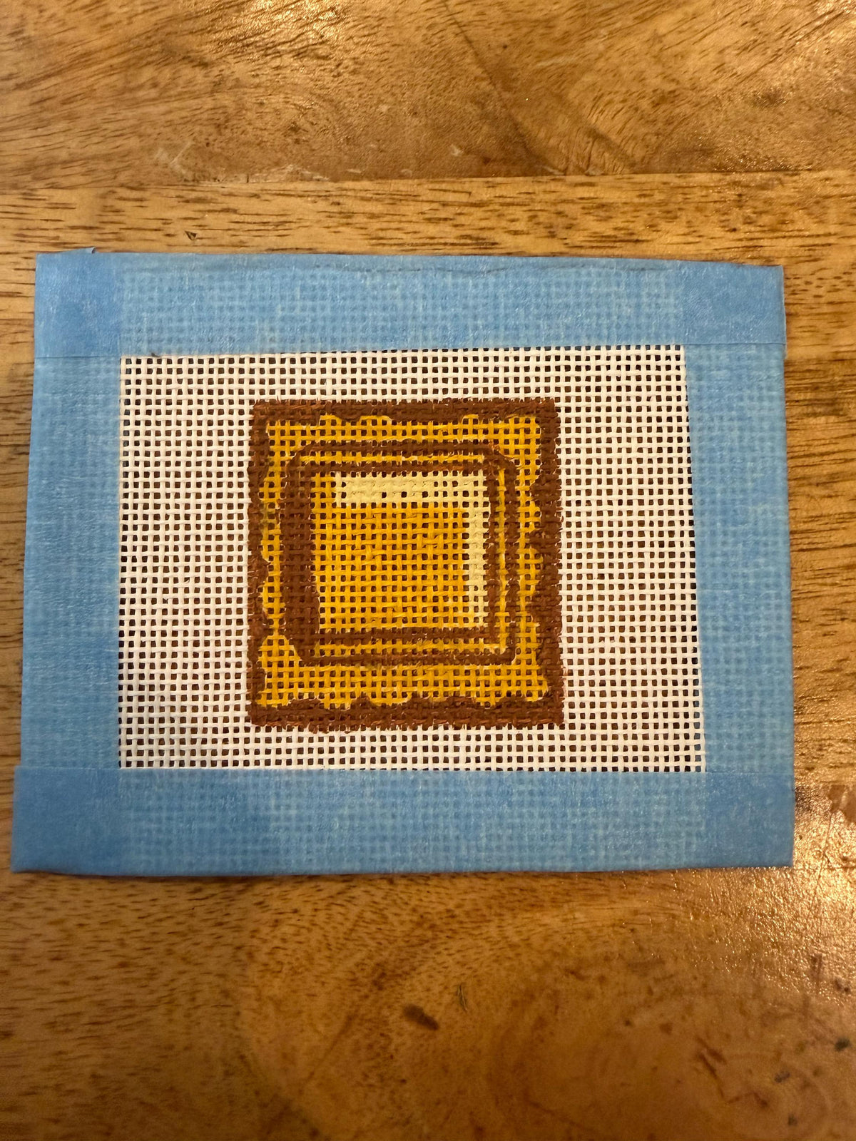 Gold and brown geometric needlepoint canvas seconds