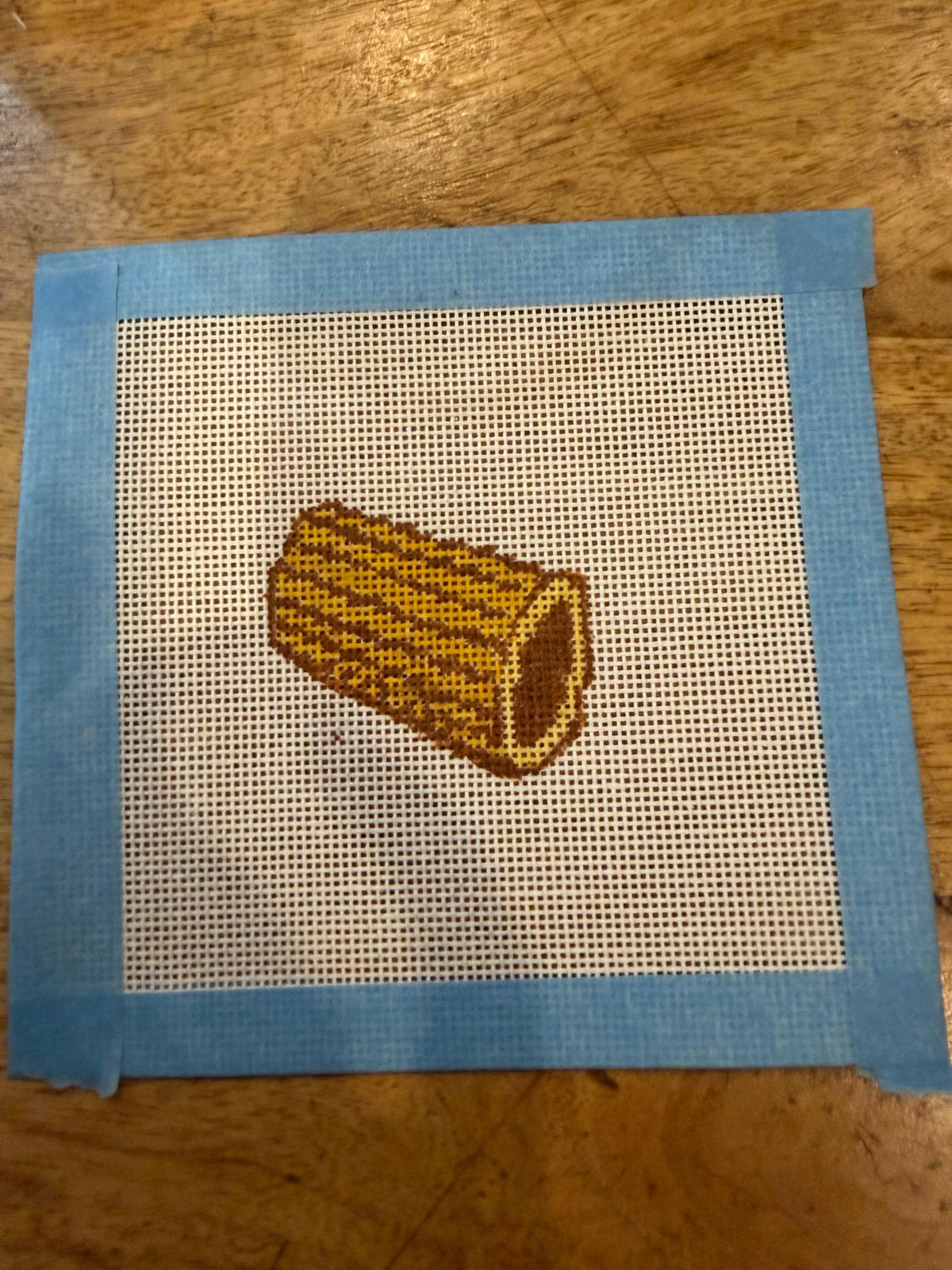 Brown and gold striped needlepoint canvas seconds