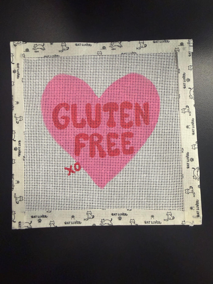Gluten Free pink heart needlepoint canvas