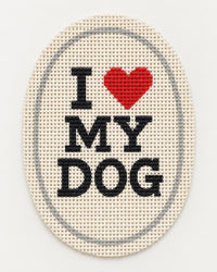 I Love My Dog oval needlepoint canvas