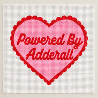 Powered By Adderall heart needlepoint canvas