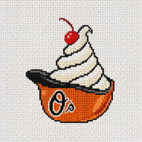 Orange helmet sundae baseball needlepoint canvas